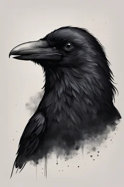 portrait of a single black raven. simple drawing