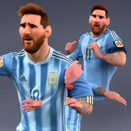 perfect face lionel messi happy, highly detailed, wearing Argentina