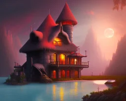 mystical house on a hot tropical island, fantasy art,