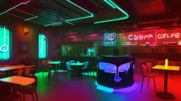 cybercafe with neon lights