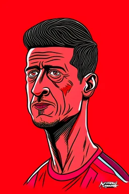 Robert Lewandowski Polish soccer player cartoon 2d