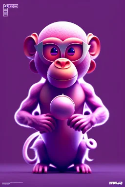 isometric clean art of super cute monkey, soft lighting, soft pastel gradients, high definition, 3d icon clay render, blender 3d