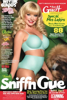 SNIFFIN’ GLUE magazine high res photo cover by Russ Meyer: special issue on adult diapers, guest star: Beth Behrs as Caroline Channing in Tinker Bell with felted adult diapers