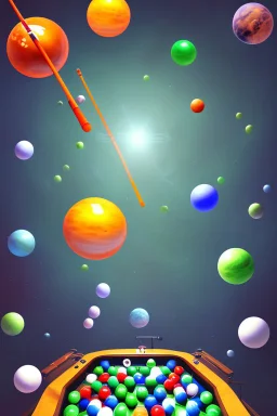 Aliens playing pool with the balls being planets. The main ball is planet earth