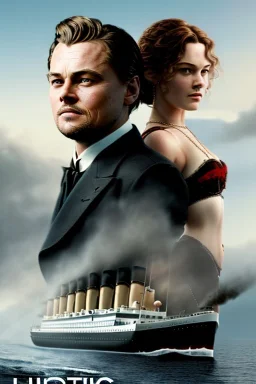 Leonardo dicaprio in titanic and Kate winslate in titanic, big ship Titanic movie poster