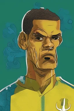 Rivaldo Brazilian football player cartoon 2d