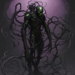 Humanoid, pitch black, tendrils, containment breach, void