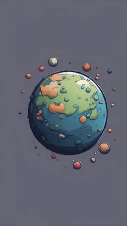 a minimalist cartoon planet for a top down view, 2D, asset shooter, video game , pixel art, transparent background