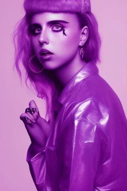 danish singer mø, high light , purple tones,