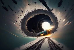 A train falling into blackhole.