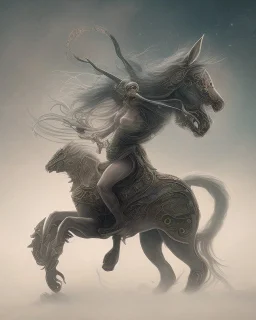 A centaur majestically galloping through the dense forest in the style of Doug Hyde , fantastical landscape, soft strokes , mythology portrait, classic illustrated digital design