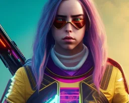 Billie Eilish, in stockings, cyberpunk2077