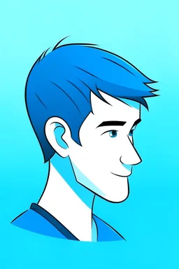 cartoon profile picture with a blue background