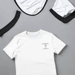 Folded traning T-shirt, top view, flat lay, realistic, male active wear, black breathable material, short sleeves round neck
