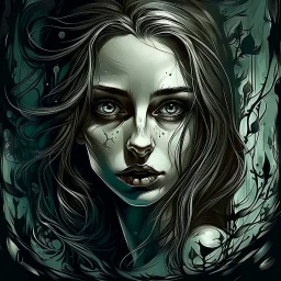 woman. Illustration. Mysterious.