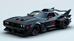 an all new batmobile based on all of the batmobiles including the 1989 batmobile, the batman and robin batmobile and a little from a new ford mustang, black