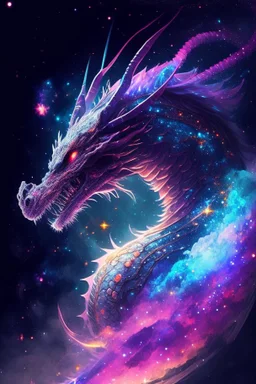 Fierce Magical dragon in space