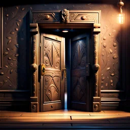 A magic door opening to one native a, high quality, high details , 8k, hyper realistic, magic style ,