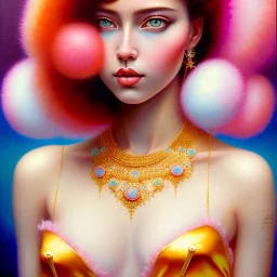 iv_a painting of a young woman, figurative art, an acrylic detailed painting,art style by Harumi Hironaka, turquoise pink and yellow, james terrell art, trending on artstation, soft lines,intricate art by bastien lecouffe deharme and greg rutkowski