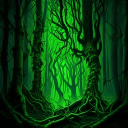 Green spooky scary forest