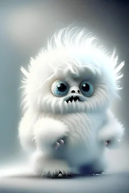 Create a Beast That ist cute and fluffy and white but is scary more cute