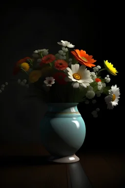 A FLOWER VASE, WITH FLOWERS