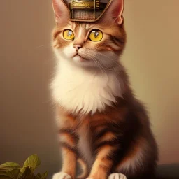 Steampunk Portrait of cute cat child perfect composition, hyperrealistic, super detailed, 8k, high quality, trending art, trending on artstation, sharp focus, studio photo, intricate details, highly detailed, by greg rutkowski