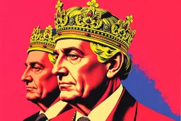 french crown jewells on central bankers head Again style of warhol