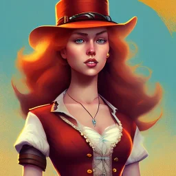 a Portrait of west Can-Can dencer girl character as a red dead redemption game character. style by Brian Kesinger,artgem