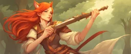 Teenaged Female Red haired kitsune paladin/bard