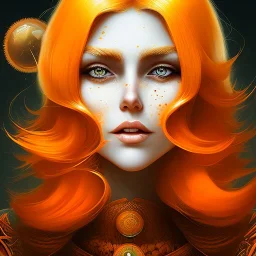 fantasy setting, woman, orange and white hair, wavy hair, freckles, ranger, more orange hair