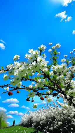 Cherty blossom against a beautiful blue sky