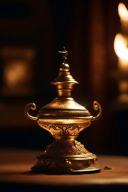cinematic photo of a stunning Aladdin lamp with a fire out part