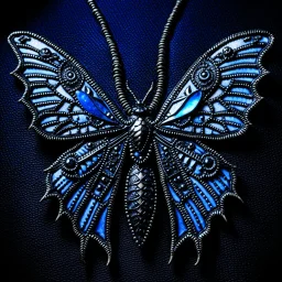 metal gothic blue moth wings