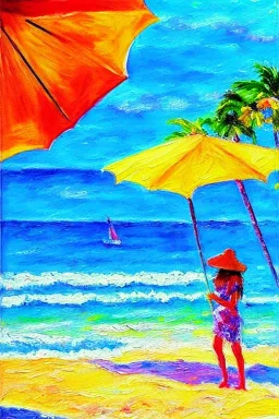 painting, impressionist, wanderlust, bright colors, beach