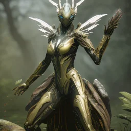 warframe, Rhino, rusty metal, feathers, Dryad, fae, sidhe, ominous, nature, plants, wildflower, facepaint, dnd character portrait, intricate, oil on canvas, masterpiece, expert, insanely detailed, 4k resolution, retroanime style, cute big circular reflective eyes, cinematic smooth, intricate detail , soft smooth lighting, soft pastel colors, painted Renaissance style