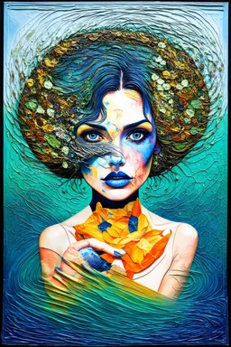 Ripples of creation; Lowbrow Mixed Media collage