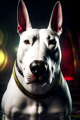 portrait of bull terrier in futurama theme