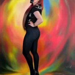 Full body portrait, painting, medium shot lady Faithcore