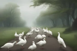 They saw no one on the red and misty road that ran along the coast did not see But as soon as they reached the row of alder trees around their house, Ani saw a girl He fell, leading a flock of white geese along the green and velvety hill to the right.