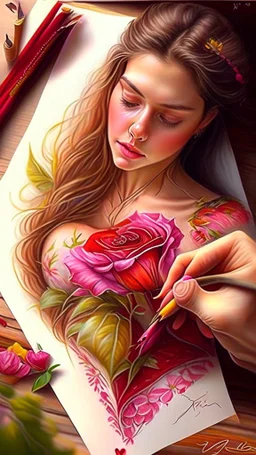 love letter, art, drawing, very realistic, detailed, vibrant colors.