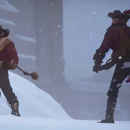 Cowboy fights snow