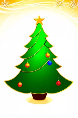 whimsical winter christmas tree, swirling, smooth vector clipart