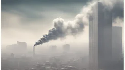 An illustrative image depicting polluted smoke rising into the air, reflecting the impact of air pollution on the environment and human health. The image shows the presence of harmful particles and dust in the air, highlighting the importance of awareness about air pollution and the necessary efforts to combat it.