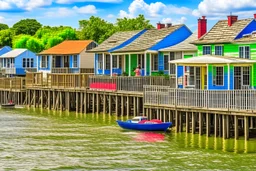 A new orleans style port city on a river delta