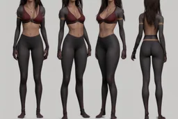 Female character 19 years full anatomy Proportions of the character the head-to-body ratio . Create a distinctive silhouette that helps the character stand out and be easily recognizable Design the character's face, including the shape of the head, eyes, eyebrows, nose, mouth, and ears. Consider the . Front, Side, and Back Views: Provide multiple views of the character, including front, side, and back mode sheet .