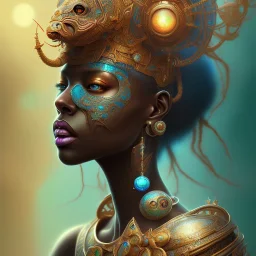 sango fantasy, fantasy magic, intricate, sharp focus, illustration, highly detailed, digital painting, concept art, matte, masterpiece head sexy view black African beauty black afro hair space lady turquoise carp skin African space landslide