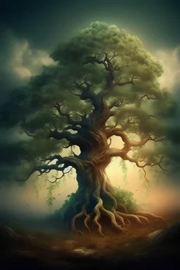 Picture with a tree in fantasy style