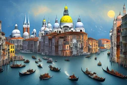 venice in a carnival picture 3, in the style of fantastical compositions, colorful, eye-catching compositions, symmetrical arrangements, navy and aquamarine, distinctive noses, gothic references, spiral group –style expressive –ar 804:1344 –upanime –niji 5 –s 250 –v 5