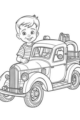 Outline art for coloring page OF A POPULAR TOY IN 1950 FOR A LITTLE BOY IN THE UNITED STATES OF AMERICA, coloring page, white background, Sketch style, only use outline, clean line art, white background, no shadows, no shading, no color, clear